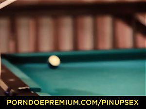 PINUP lovemaking - Foxy cutie cooch torn up on the pool table