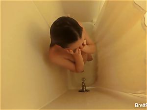 beautiful towheaded Brett Rossi takes a lovely shower